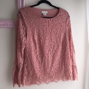 Adrienne Vittadini lace blouse, bell sleeves NWOT